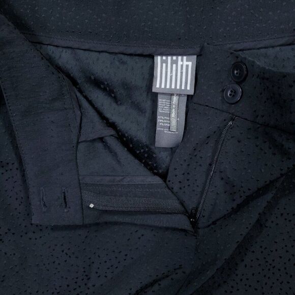 Lilith France Black Textured Dot Straight Leg Dress Pants Women's Medium - Picture 4 of 10